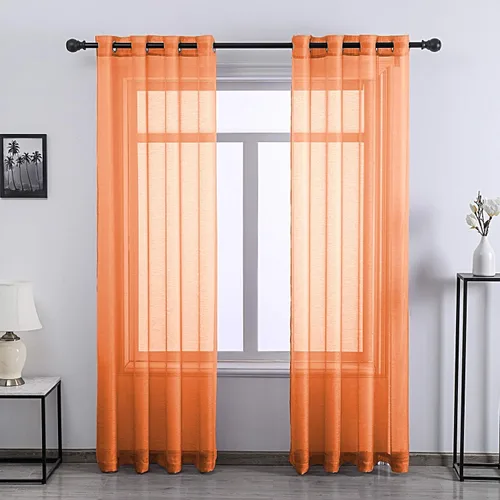 Vista 10 de DONREN 2 paneles de cortina de voile semitransparentes texturizados para ventana de cocina, pequeñas ventanas cortas, cortinas suaves de lujo