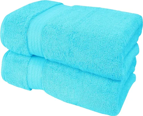 Vista 103 de GLAMBURG Juego de 2 Sábanas de Baño Extra Grandes de Algodón Premium de 700 GSM - 100% Algodón Peinado - 2 Sábanas de Baño 35x70 pulgadas - Calidad