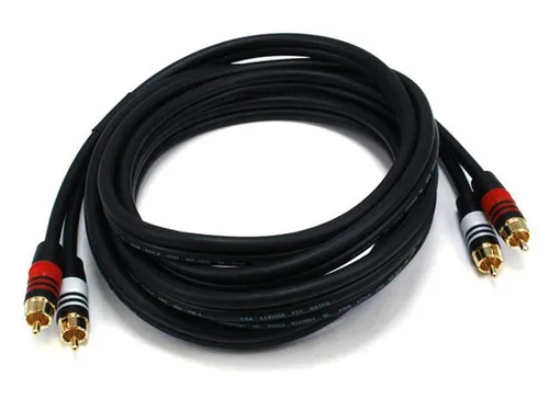 Vista 7 de Monoprice Cable de audio de dos canales de alta calidad, 2 conectores RCA a 2 conectores RCA, macho a macho, 22 AWG, 25 pies, negro