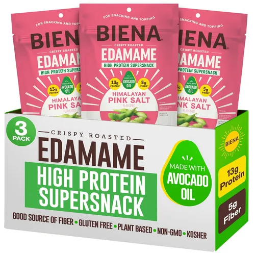 Vista 9 de Biena Frituras Crocantes de Edamame Tostado - Snack Alto en Proteína para Adultos y Niños, 12g-13g de Proteína por Porción - Hecho con Aceite