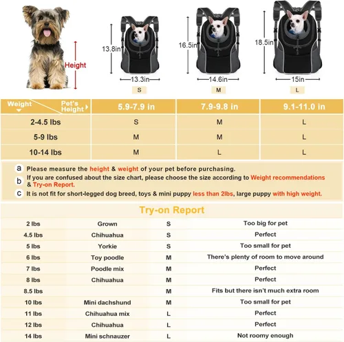 Vista 5 de WOYYHO Mochila transportadora para perros pequeños, mochila frontal ventilada para perros con bolsillos de almacenamiento, correas ajustables