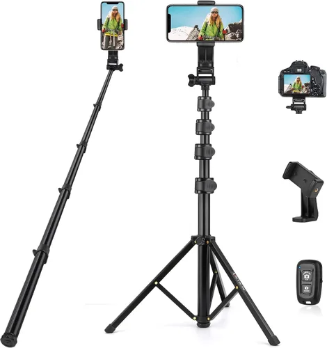 Vista 9 de Trípode magnético de 71 pulgadas para cámara de iPhone con control remoto
