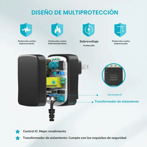 Vista 2 de Cargador CA universal Zozo multi voltaje para artículos electrónicos del hogar