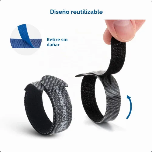 Vista 5 de Cable Matters 100 paquetes de bridas de 8.0 pulgadas con gancho y bucle, bridas de cable reutilizables con 42 libras de fuerza de tracción