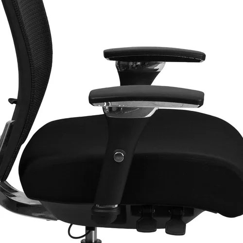 Vista 8 de Flash Furniture HERCULES Series 24/7 Uso Intensivo 300 lb. Silla de oficina ergonómica multifunción de malla negra con deslizador de asiento
