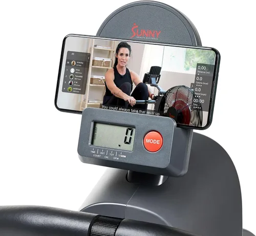 Vista 9 de Sunny Health & Fitness Smart Magnetic Rowing Machine with Extra Long Rail