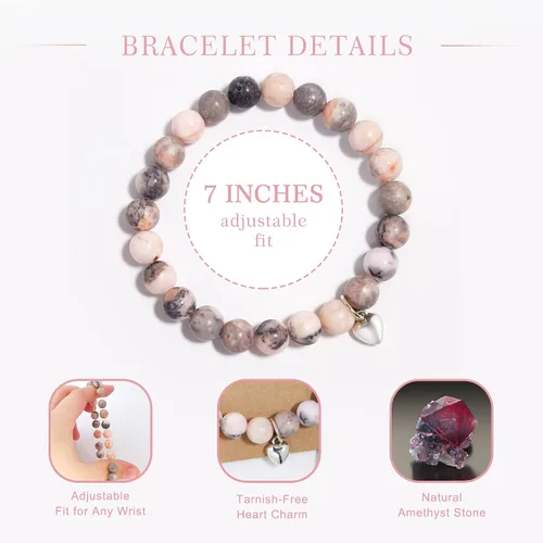 Vista 4 de CHICING Get Well Soon Regalos para mujeres, pulsera curativa de piedra natural, regalos inspiradores para mujeres, adolescentes y niñas