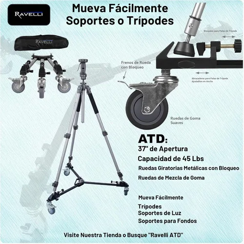 Vista 9 de Ravelli Trípode profesional para cámara de video AVTP de 75 mm con cabezal de arrastre de fluido