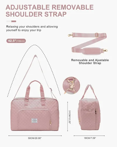 Vista 5 de Bolsa de lona de viaje, bolsa de fin de semana para mujer, R2-pink, Bolsa de viaje