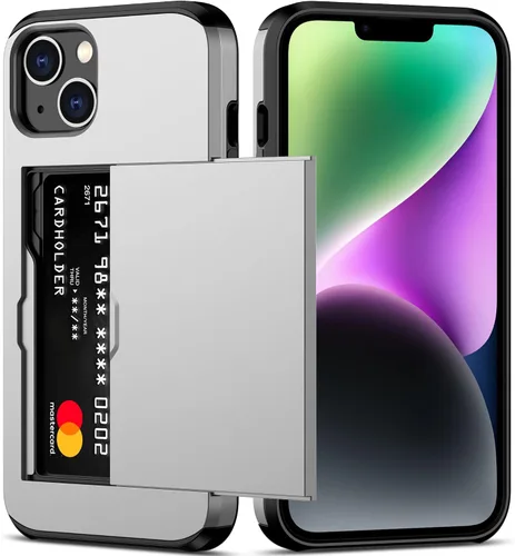 Vista 35 de Nvollnoe Funda para iPhone 14 con tarjetero [almacena 5 tarjetas] Funda tipo cartera de doble capa resistente a prueba de golpes con ranura oculta