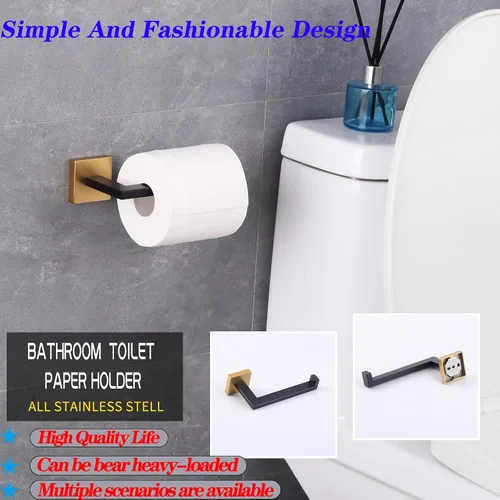 Vista 3 de GERZWY Soporte de papel higiénico de baño Dispensador de papel higiénico de acero inoxidable Soporte de rollo de pañuelos Soporte de pared