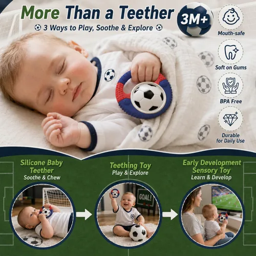 Vista 4 de Juguetes de dentición para bebés de silicona para bebés con temática de Juguetes sensoriales para masticar – Mordedera para bebé para aliviar