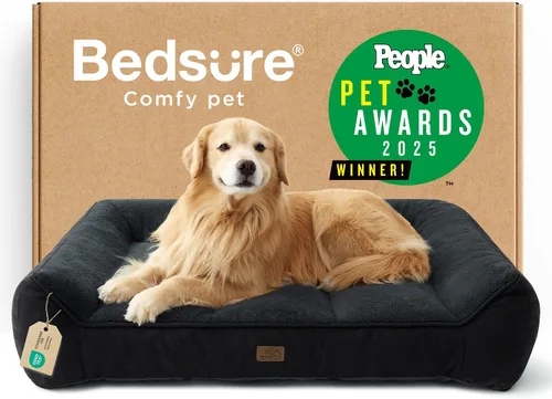 Vista 21 de Bedsure Cama ortopédica para perros de tamaño mediano, camas extra gruesas de apoyo para perros medianos con funda impermeable lavable, cómodo sofá