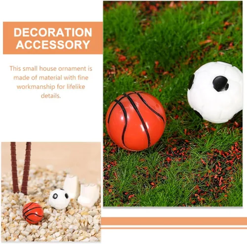 Vista 7 de Toddmomy 20 pelotas deportivas en miniatura, mini pelotas de fútbol y baloncesto de resina de 0.6 pulgadas para accesorios de casa de muñecas