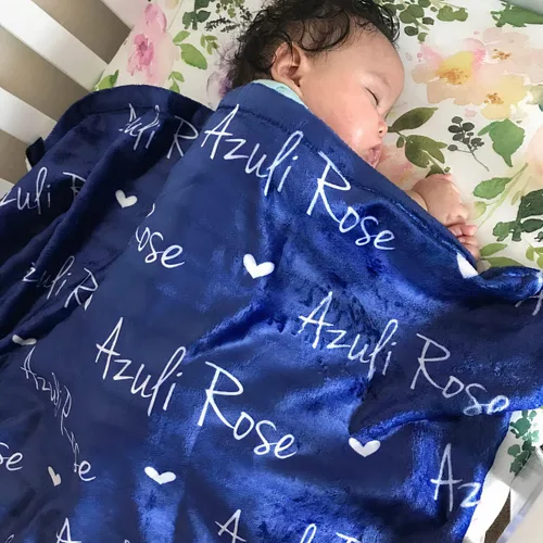 Vista 10 de Mantas con nombre personalizadas para bebés, niños y adultos. Manta con nombre personalizado del nombre del bebé. Manta con nombre personalizada