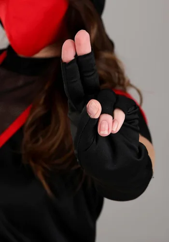 Vista 5 de Disfraz de Ninja Rojo y Negro Stealth
