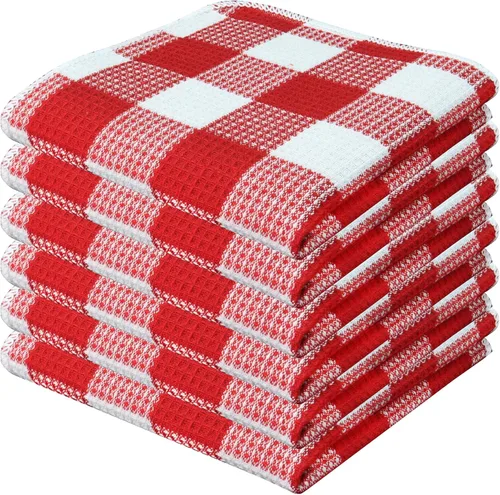 Vista 32 de PurpleEssences Trapos de cocina a cuadros con tejido de gofre, 100% algodón, 12 x 12 pulgadas, suaves, absorbentes, de secado rápido, trapos