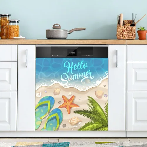 Vista 8 de Pintura al óleo azul amapola cubierta magnética para lavavajillas, flores de primavera, verano, floral, adhesivo magnético para lavavajillas