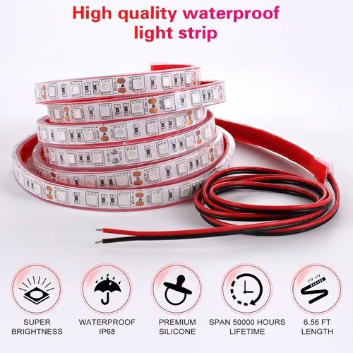 Vista 6 de Tira de luces LED marinas, 12 V, 6.56 pies, IP68, impermeable, luces LED subacuáticas, luz interior de barco, luces de cubierta de barco, luces