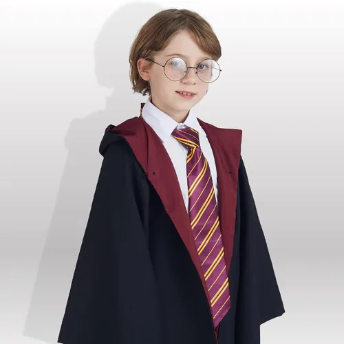 Vista 5 de JOYIN - Juego de lentes de mago de Halloween y corbata, accesorios de disfraz de mago, longitud regular, corbata roja clásica y lentes circulares