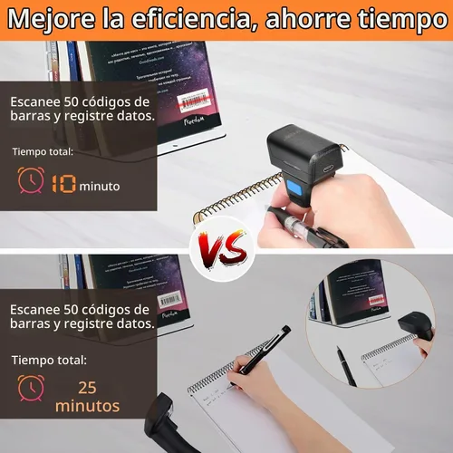 Vista 3 de 1D 2D Bluetooth portátil anillo escáner de código de barras, mini lector de código de barras portátil con inalámbrico 2.4Ghz y Bluetooth y USB