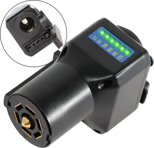 Vista 5 de Oyviny Adaptador de remolque plano de 7 vías a 12 V y 4/5 + enchufe de remolque desmontable de 7 pines RV