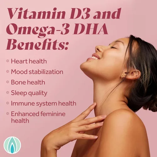 Vista 3 de Femininity Suave como la seda + recarga de 30 días para la sequedad vaginal (60 cápsulas blandas) – Mezcla de aceite de espino amarillo, vitamina D3