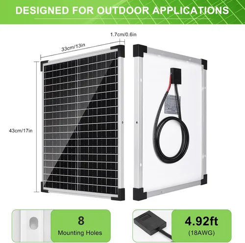 Vista 10 de Kit de panel solar 25W 12V Mantenedor de batería monocristalino con controlador de carga solar de 10 A y cable de extensión con clips de batería