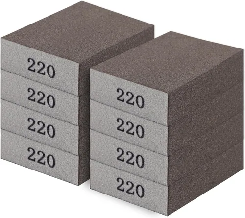 Vista 15 de Romeda Paquete de 8 bloques de papel de lija, esponja de lijado hecha a mano lavable y reutilizable de 100 granos, bloques de papel de lija para 100