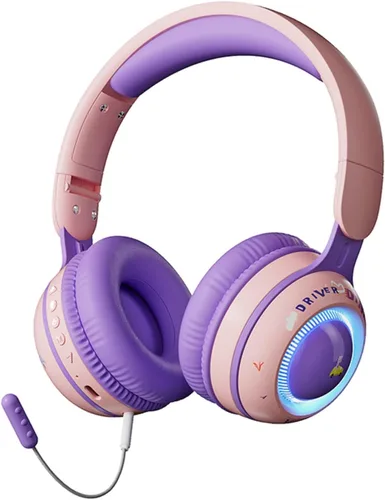 Vista 8 de Xmenha Auriculares inalámbricos para niños con micrófono para la escuela, con cancelación de ruido, protección para los oídos, Bluetooth, plegable