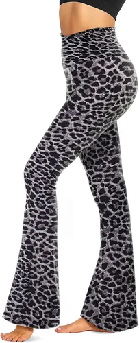 Vista 10 de TNNZEET Leggings acampanados negros para mujer, pantalones de yoga cruzados con bolsillos, corte de bota, leggings acampanados