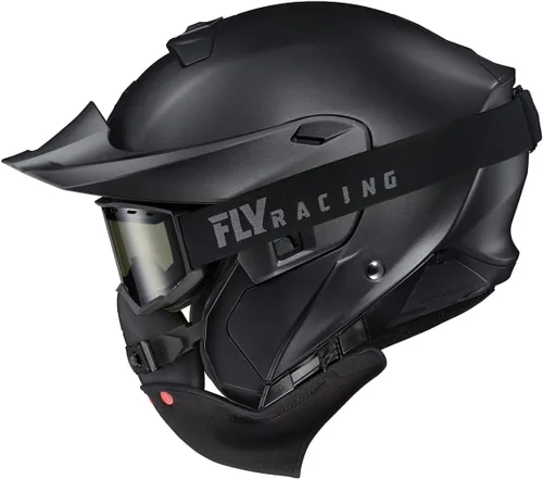 Vista 4 de ScorpionEXO GT930 - Casco modular de moto de nieve de aventura para clima frío con caja de respiración y bolsillos para altavoces listos