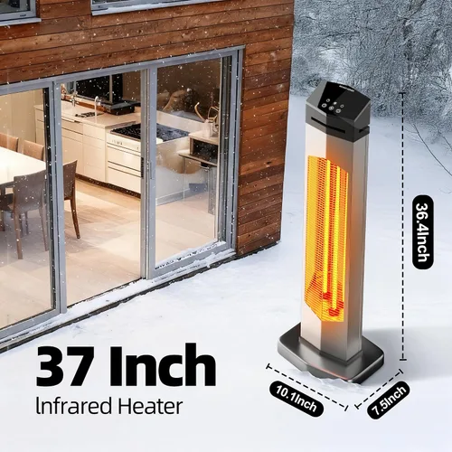 Vista 7 de AKIRES Calentador Eléctrico de Patio de 37 Pulgadas para Exteriores, Calentadores Infrarrojos Portátiles con Control Remoto, Calentador de Espacio