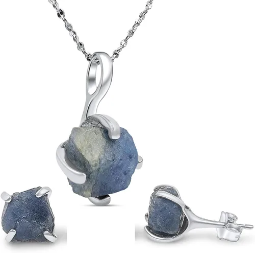 Vista 132 de Juego de joyas de piedras preciosas crudas reales con plata de ley 925 chapada en oro real, collar y aretes de piedra natal, regalo para ella por