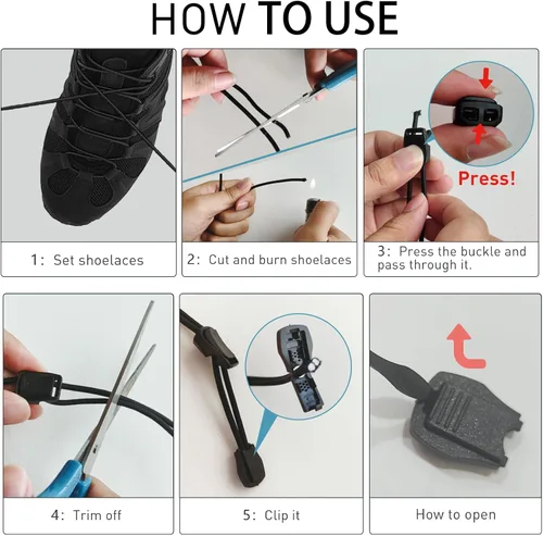 Vista 6 de 2 pares de cordones elásticos sin atar, cordones elásticos originales de repuesto para zapatos de agua elásticos Merrell