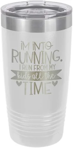 Vista 19 de Taza con texto en inglés "I RUN FROM MY KIDS 20oz Drink Tumbler with Straw », grabada con láser, taza de viaje con divertidas citas de Yeti Rambler