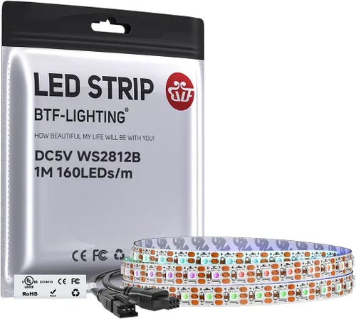 Vista 33 de BTF-LIGHTING WS2812B - Tira LED IC RGB 0.1 in, 0807SMD, DC5V, 3,2 pies, 160