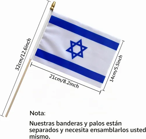 Vista 2 de TSMD Banderas pequeñas de mano israelíes, 5 x 8 pulgadas, paquete de 12