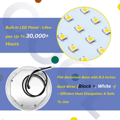 Vista 5 de Luces interiores regulables de 12 V LED de techo con interruptor de 3 pulgadas, montaje en superficie redonda, 12 voltios, luz de ducha para Blanco