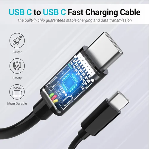 Vista 4 de Paquete de 4 cables de carga rápida USB C a USB C de 60 W (6 pies, 6 pies, 10 pies, 10 pies) Type C to C Charger Cord Compatible with iPhone 17