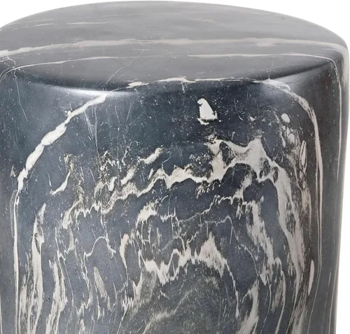 Vista 5 de JONATHAN Y Troy 17" Modern Faux Marble Cylinder Accent Table, Black Marble Minimalist Round Column Pedestal, Polyresin Drum End Table, Spill-Proof