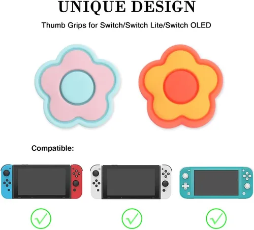 Vista 3 de PERFECTSIGHT Agarre para el pulgar Switch, lindas tapas de joystick para Nintendo Switch, 4 piezas de cubierta para pulgar para Switch LiteOLED