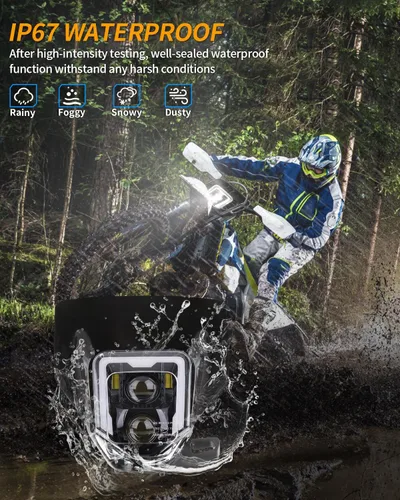 Vista 6 de RAMJET4X4 LED Faro de Moto de Tierra Motocross con Marco Compatible con 2017-2024 Husqvarna FE 250 350 450 501 701, TE150 250i 300i, FC250 350 450