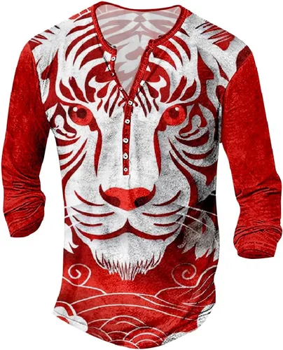 Vista 13 de MARSVOVO Camisetas gráficas para hombre, camisetas Henley con estampado de moda, holgadas, casuales, ligeras, para entrenamiento, suaves, vintage