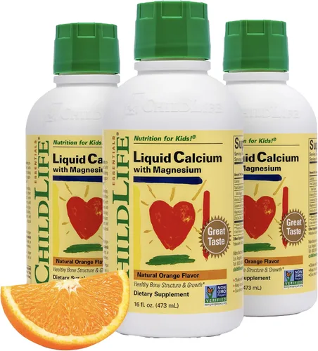 Vista 8 de Calcio/Magnesio líquido de Child Life, sabor natural a naranja, botella de plástico de 16 fl -, LCM2, 16 onza, Default, 1, 1