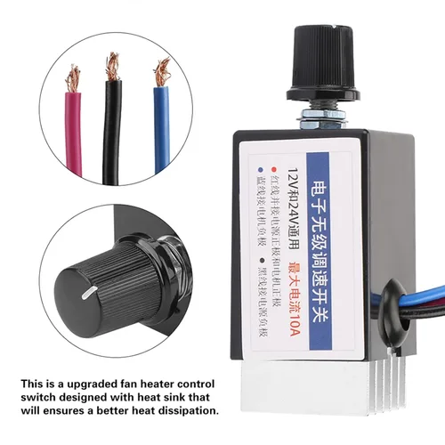 Vista 8 de Universal DC 12V/24V Controlador de velocidad del motor, regulador de velocidad del motor, interruptor del gobernador del motor, mejor disipación