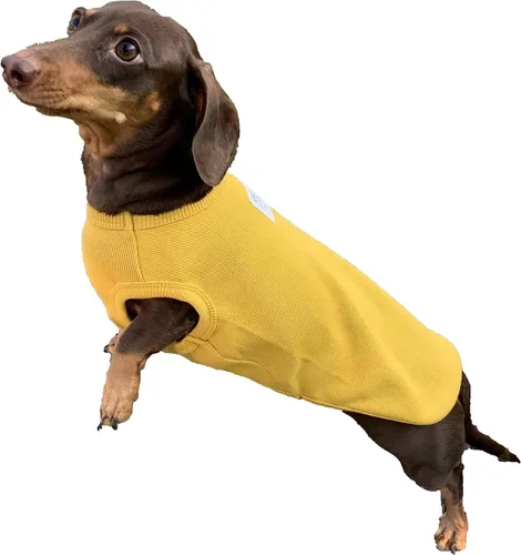 Vista 19 de D Doggy Star - Suéter de perro salchicha para perros, ropa de forro polar, abrigo de invierno (M, bolsillo azul marino)