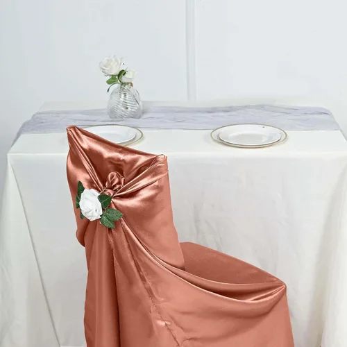 Vista 19 de Efavormart.com - Fundas para sillas beige de 1 pieza, satinadas, con lazo, universales, para banquetes, bodas, plegables, para sillas de comedor