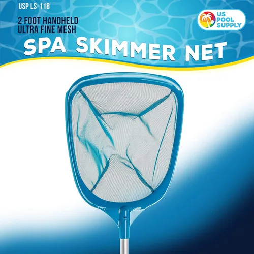 Vista 2 de U.S. Pool Supply Red Profesional Manual para Recoger Hojas de Spa, Bañera de Hidromasaje, Piscina con Poste de Aluminio de 12" - Bolsa Cesta