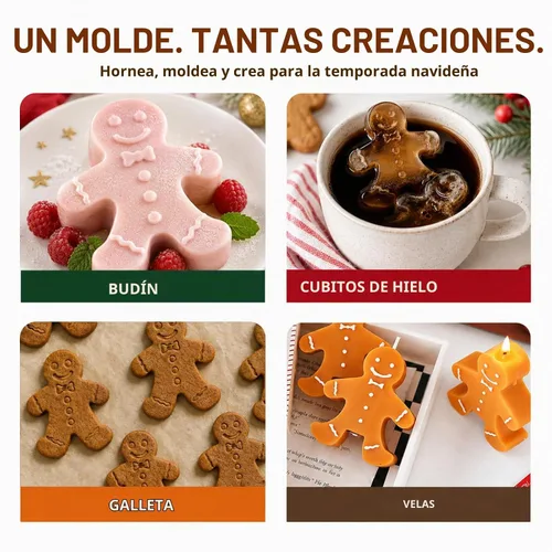 Vista 5 de Molde de silicona para hornear de hombre de jengibre, 6 cavidades